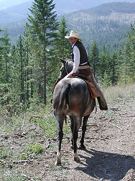 Kim checking out the back trail